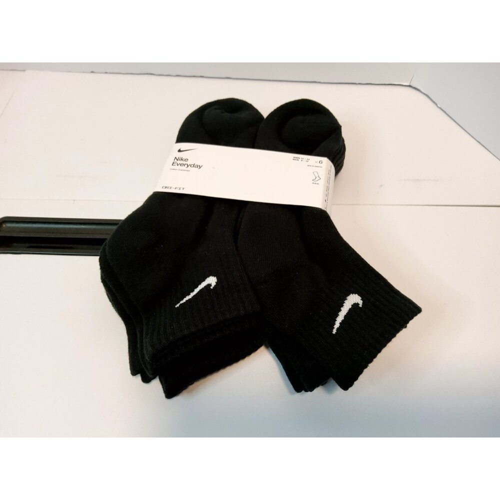 Nike Everyday Dri-Fit Crew Socks 6-Pack Black & White Mens Size 6-12. - Picture 2 of 4